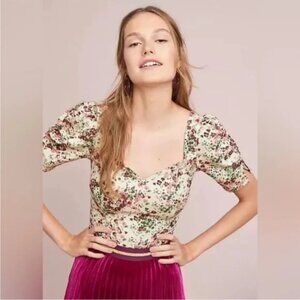 Maeve Red and Black Puff Sleeve Blouse - LIKE NEW